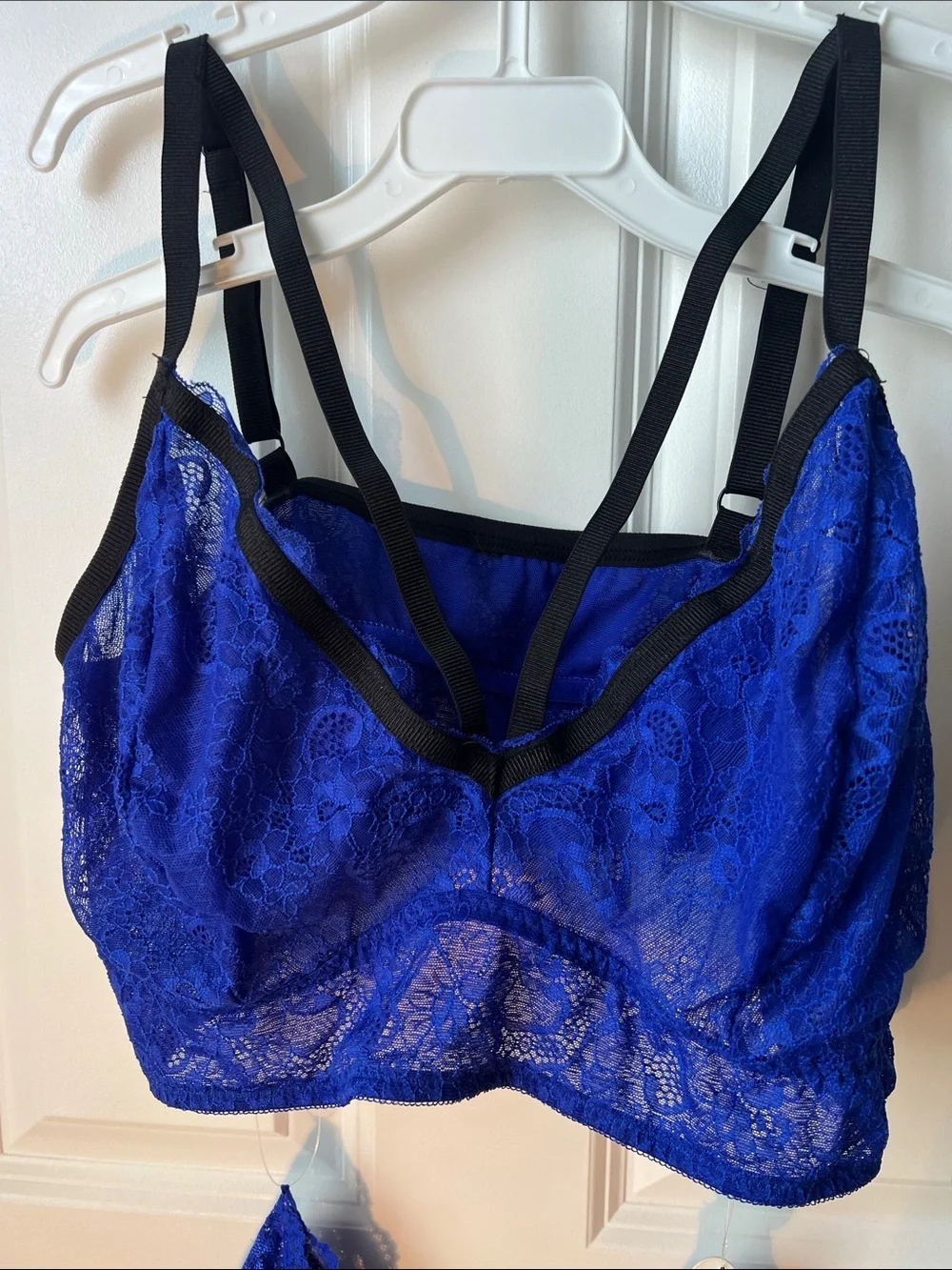Lace Bralette and Bikini Set - Cobalt Blue No Size Tag tape measured Size 18”